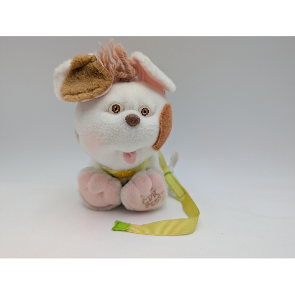 Cabbage Patch Kids CPK Pets Plush Dog White Brown 1986 Vintage Coleco Puppy